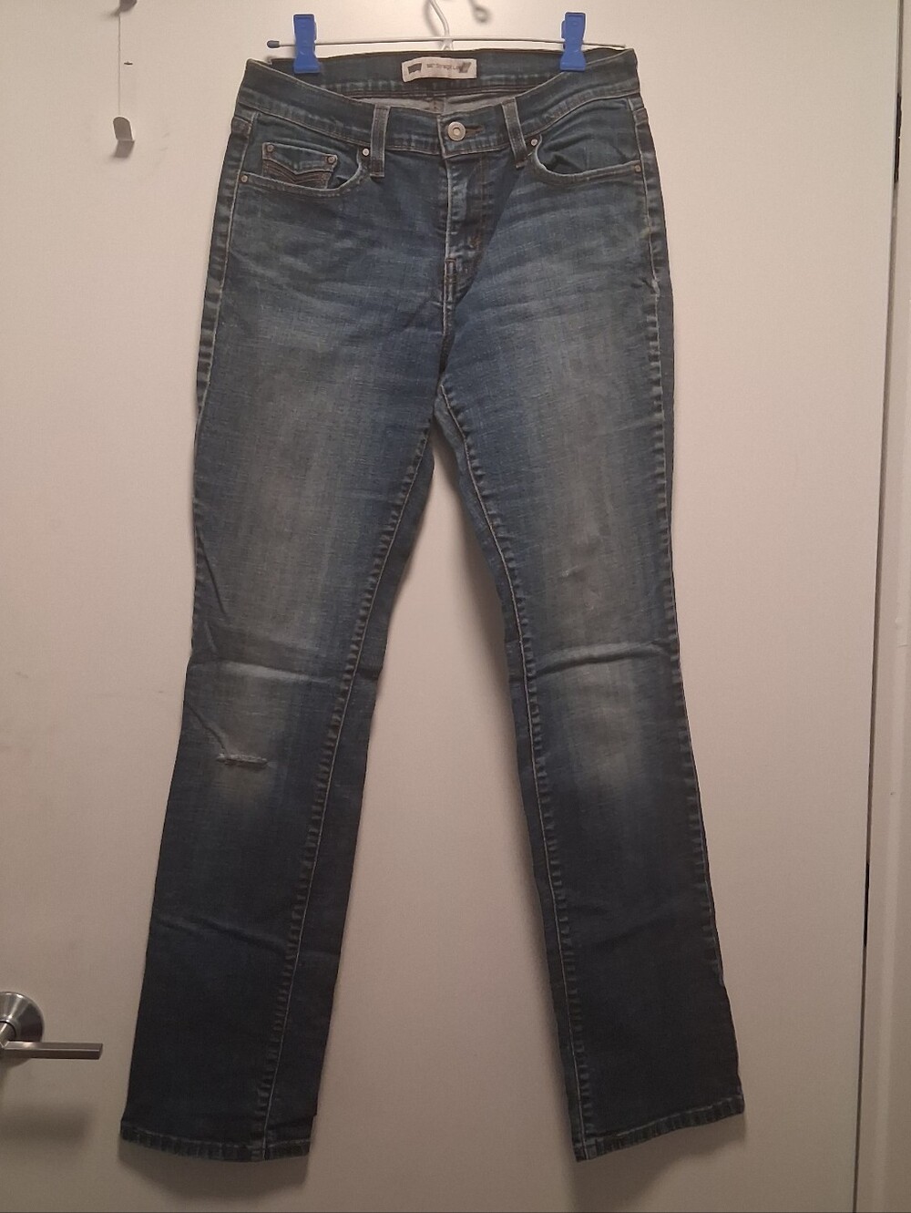 Classic Women's Levis 505 Straight Leg Blue Denim Jeans